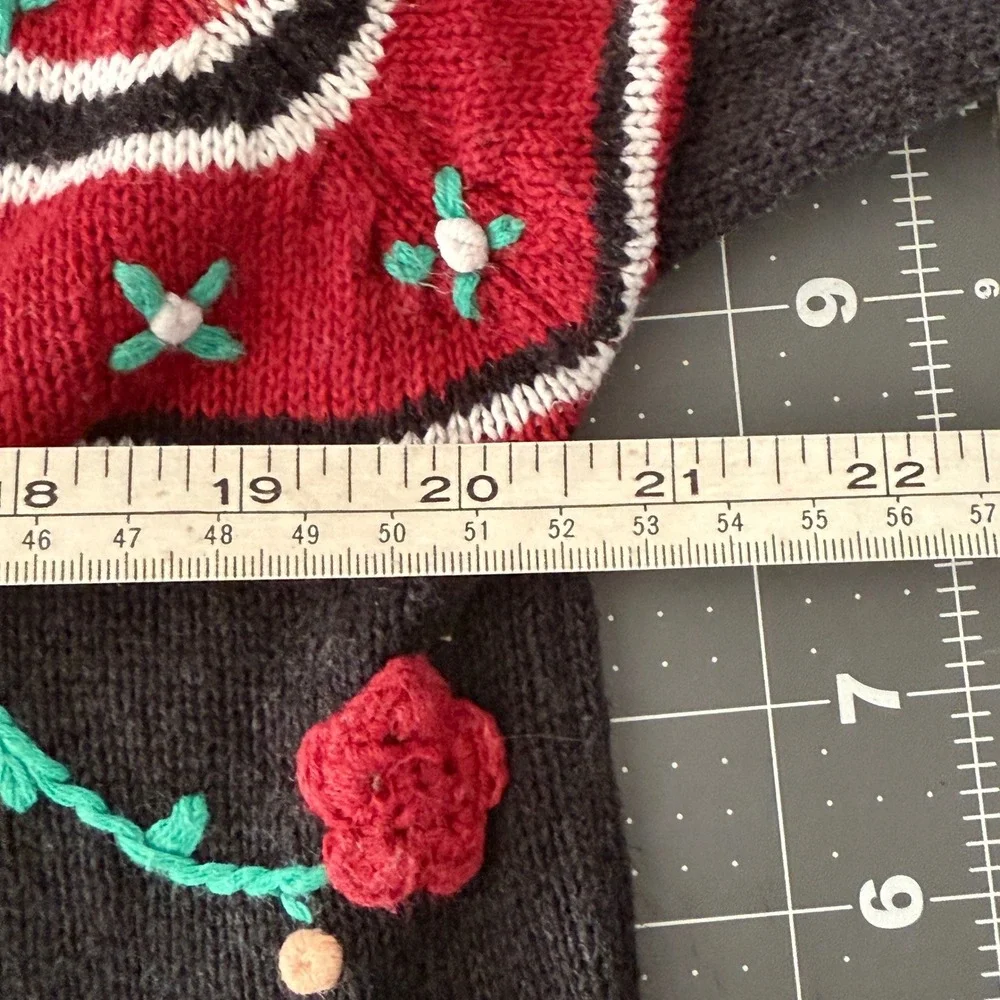 Vintage Womens Medium Cardigan Sweater Scandi Nordic Indie Twee Floral Holiday‎